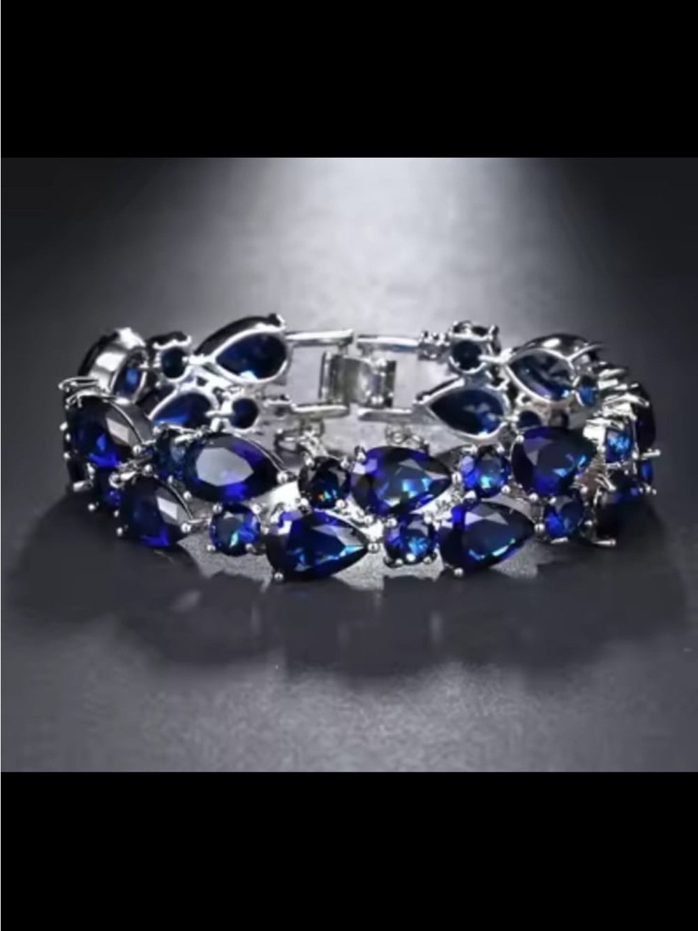 Dark sapphire tear drop Swarovski elements bracelet new